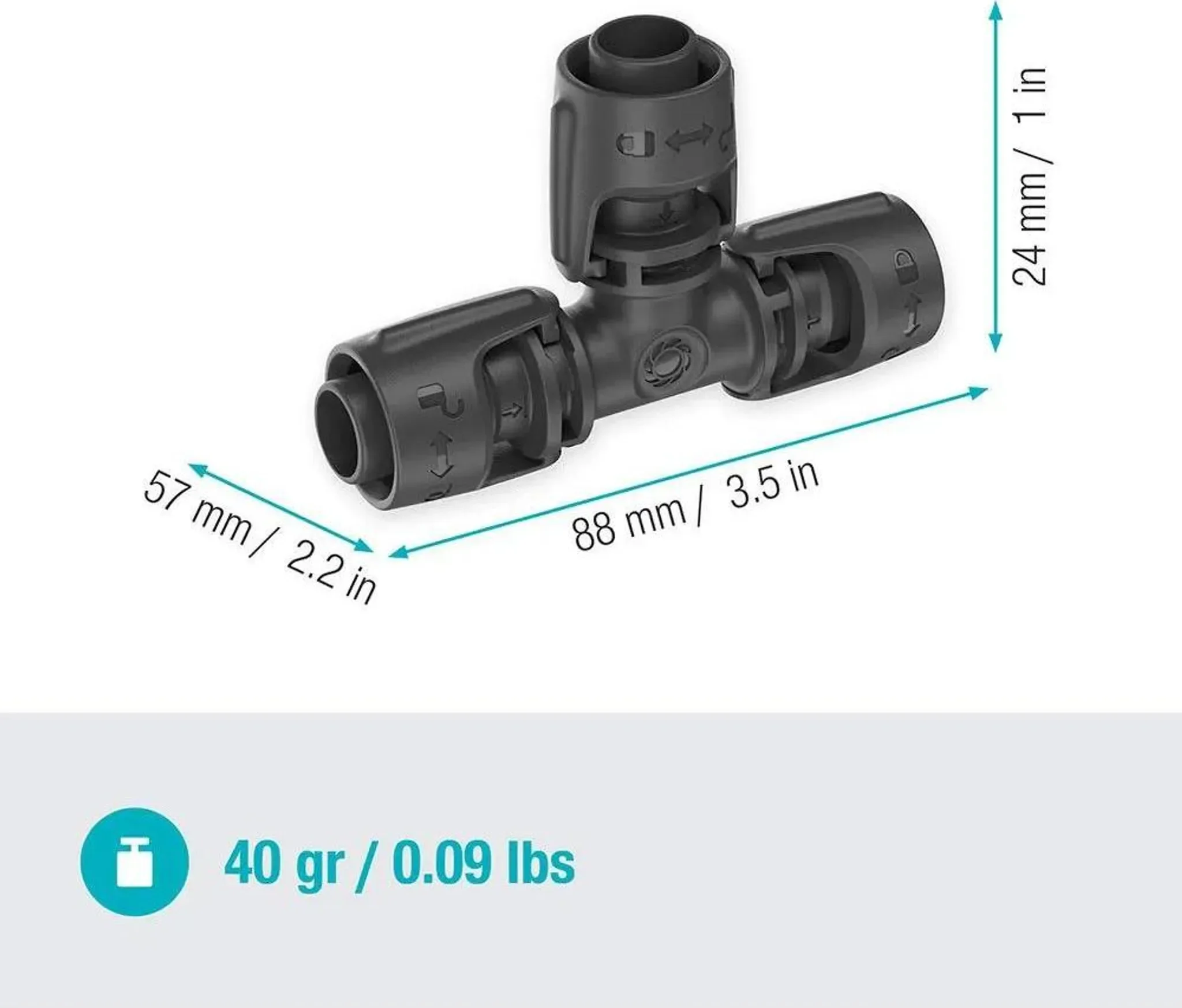 GARDENA 13 mm T-Stück mit Außengewinde – 5er-Pack, UV-beständig, frostsicher